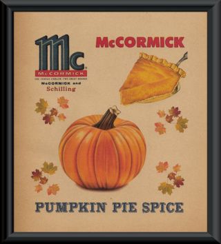 Mccormick Pumpkin Pie Spice Advertisement Reprint On 70 Year Old Paper P162a