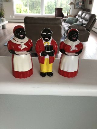 2 Vintage Aunt Jemima & Uncle Moses Salt & Pepper Shakers F&f Mold And Die