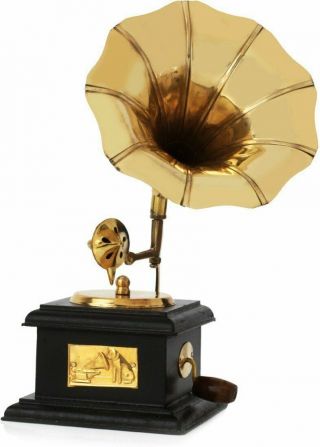 Indian Traditional Handmade Brass Dummy Gramophone/antique Vintage Gift For Home