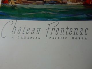 Vintage 1950 Chateau Frontenac Restaurant Menu Quebec Canada 2