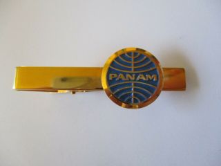 1985 Pan Am Airways American Tie Clip Badge Pin Airline Employee Uniform