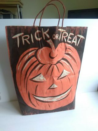 Vintage Halloween Trick Or Treat Paper Bag Jack O 