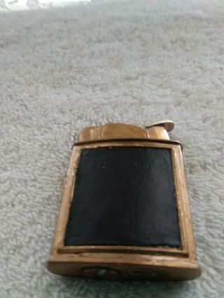 Vintage (evans) Leather Wrapped (one Side) Gold Ladies Cigarette Lighter