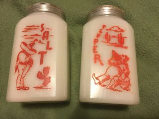 Mckee Siesta Milk Glass Salt And Pepper Range Shaker Set