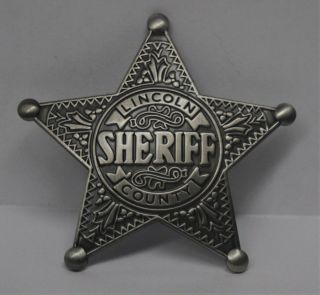 Reproduced Aged - Old West Lincoln County Sheriff Star Badge Silver Color