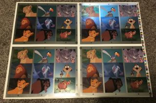 Disney The Lion King Skybox Embossed Foil 4x Chase Card Set Uncut Sheet Rare