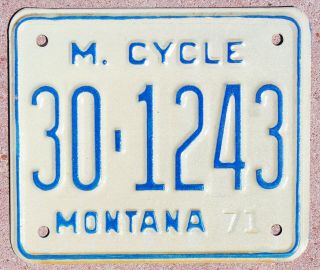 1971 Montana Motorcycle License Plate 30 - 1243