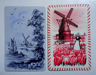 Vintage Dutch Windmills - Tulips - Canals Single Swap Playing Cards - 2 Ace Cards