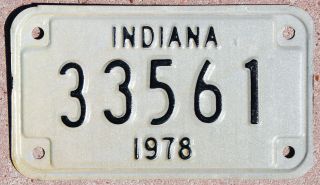 1978 Indiana Motorcycle License Plate 33561