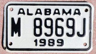 1989 Alabama Motorcycle License Plate M8969j