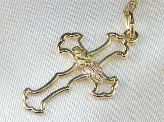 10k Yellow Gold Black Hills Cross Pendant Fine Necklace - 18 "