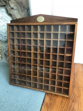 Wood Thimble Rack Wall Shelf Display Case For 100 Thimbles Shadowbox With Cover