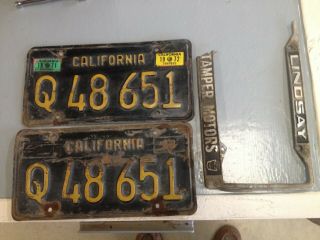 California Vintage Licence Plates Rat Rod 1963 Issue But Can Be On Any Year