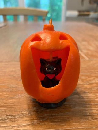 Vintage Gurley Halloween Candle Black Cat In Jol