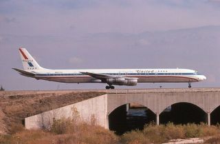 United Airlines Douglas Dc - 8 - 62 Old Colors N8071u 1974 - 35mm Slide