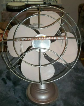 Vintage Westinghouse 2 Speed Oscillating 12 " Desk Fan Great Cool