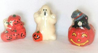 3 Vtg Figi Graphics,  Inc.  Halloween Wax Candles Ghost Black Cat Pumpkin