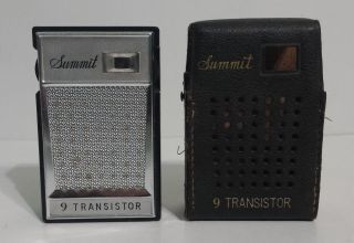 Summit 9 Transistor Pocket Hand Radio S - 912 Vintage Japan Leather Case