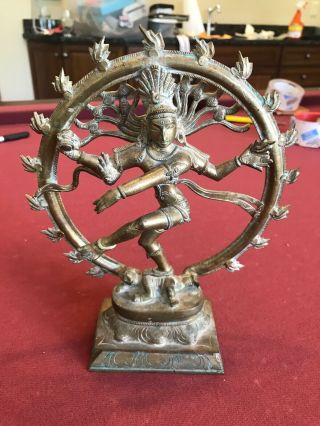 Vtg Brass Bronze Jai Shiva - Nataraja Dancing Goddess 9 " Tall