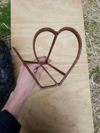 Vintage Cattle Branding Iron With Heart Symbol 19 Inches Long