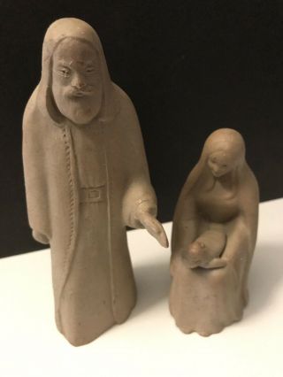 Vintage Nativity Holy Family Jesus Mary Joseph Ceramic Statues Religious