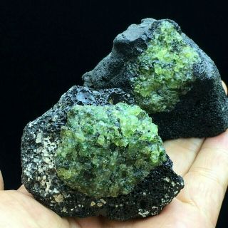 120g 2pcsnatural Green Olivine Volcanic Rock And Mineral Specimens