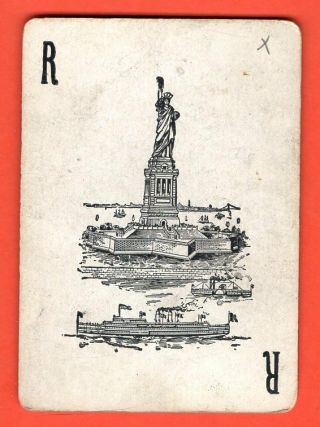 1 Single Swap Playing Card Joker Statue Of Liberty Ship Antique Wide Old Vintage
