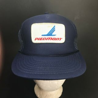 Vintage Piedmont Airlines Mesh Snapback Patch Trucker Hat Baseball Cap