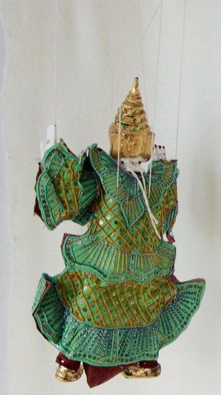 Wayang Golek Indonesian Marionette / Puppet Goddess in Green 14 inches tall 8