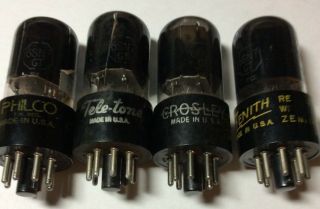 (4) Various Brand National Union Made 6sn7gt Black Glass Twin Triode Audio Tubes