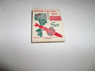 Rare Vtg Front Strike Wizrd Outboard Motor Western Auto Advertising Matchbook