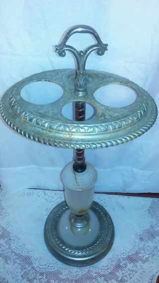 Vintage Art Deco Slag Glass Smoking Stand 005 7