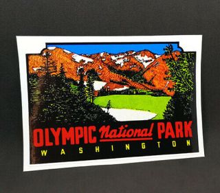 Olympic National Park Decal,  Washington Vintage Style Vinyl Sticker