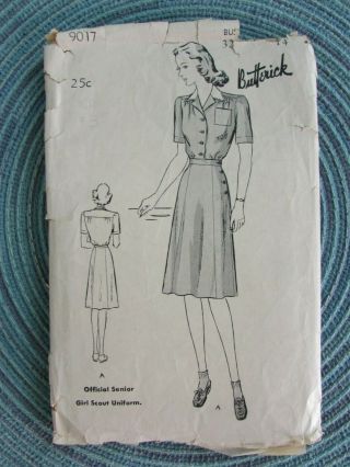 Vintage 1940s Official Senior Girl Scout Uniform Sewing Pattern Complete 14 32