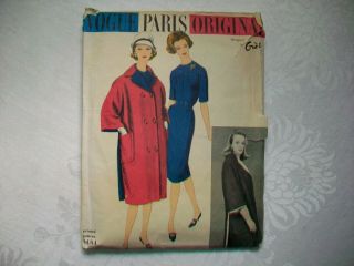 Vintage Vogue Paris Gres 1960 Pattern 1484 Size 14; Coat & Dress