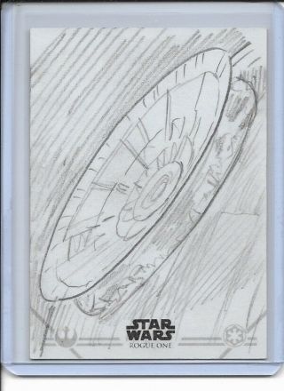 2017 Topps Star Wars Rogue One Series 2 Sketch Dan Cooney 1/1 Falcon