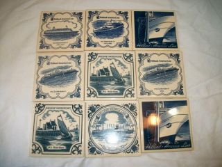 Nine Delft Holland American Cruise Line Tiles - Different Ships