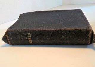 Antique Swedish? Bible With Black Leather Cover And Gold Edging On Pages - 1904