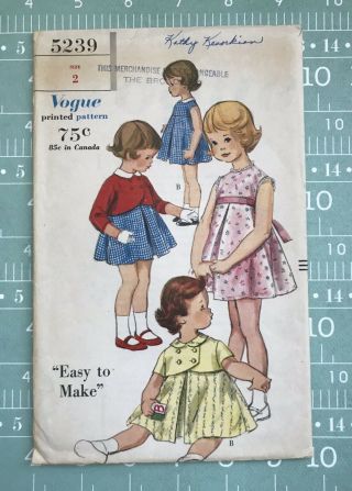 Vogue Vintage Pattern 5239 1961 Girls Children Dress Bolero " Easy To Make "