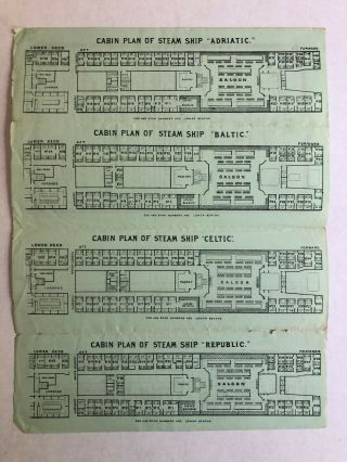 Rare 19th Century White Star Line Deck Plan Folder And Saloon Passage Rates