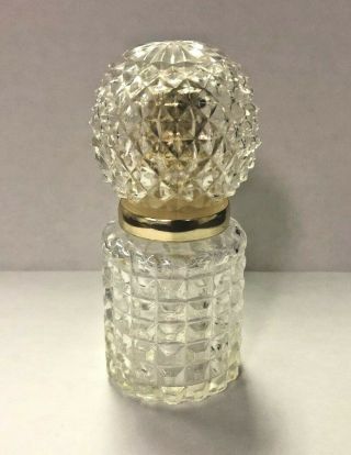 Vintage Mini Perfume Waffle Pressed Glass Spray Bottle Gold Refillable Atomizer