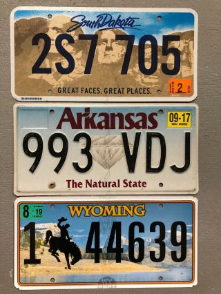 South Dakota /wyoming/arkansas License Plates Reserved For Customer
