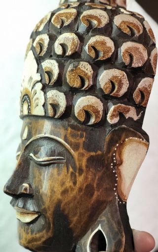 Vintage Hand Carved Wooden Mask And 10”