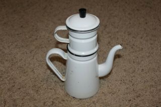 Vintage/antique White Enamel Coffee Tea Pot Maker