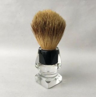 Vintage Baton Shaving Brush Pure Badger 769 Clear Lucite Set In Rubber U.  S.  A.