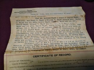 1892 ARIZONA TERRITORY DEED FOR WAGER LAND WHERE OSAGE MILLS,  AR WAS LOCATED 2