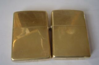 Two Solid Brass Zippo Flip Top Lighters In V111 And X11 Stamped