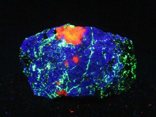 Fluorescent Mineral Rock Hardystonite Willemite Calcite 3 Color Franklin C44