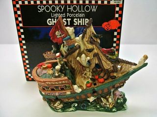 Spooky Hollow Lighted Porcelain Ghost Ship 348 - 9457