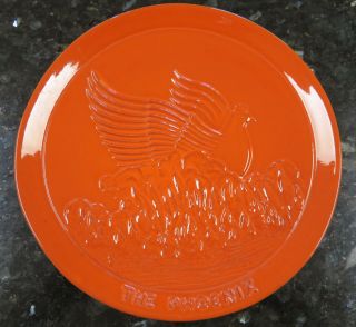 The Rising Phoenix Flame Red Orange Frankoma Pottery Decorative Wall Plate 1985